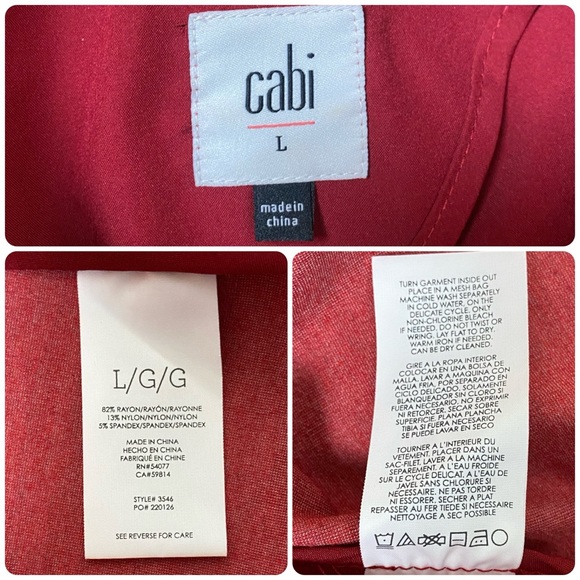 CAbi 3546 Celebration Houndstooth Red Ponte Long Jacket Coat Front Ruffle Large - Picture 16 of 16